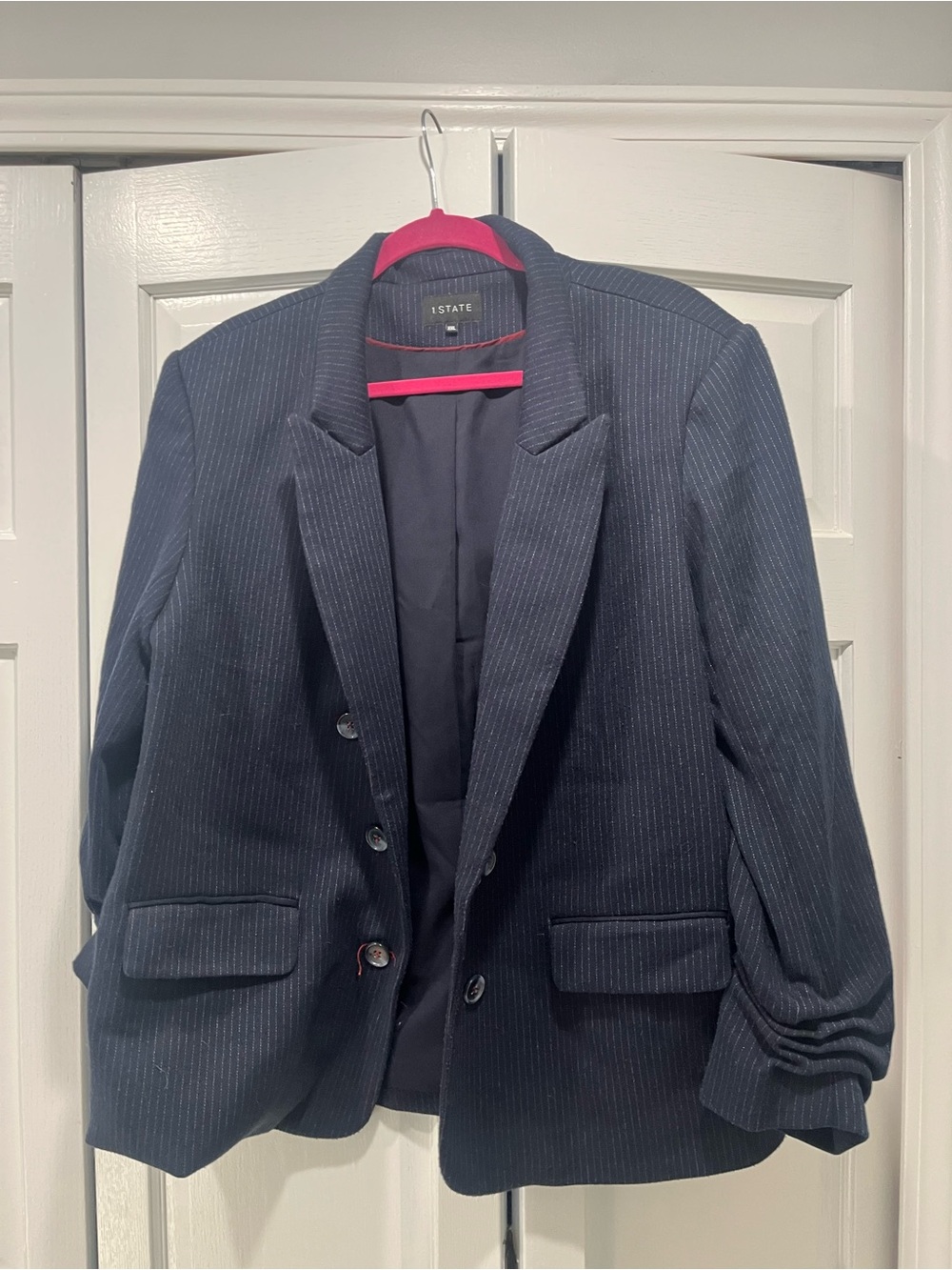 1. STATE women’s  Navy Pinstripe Blazer